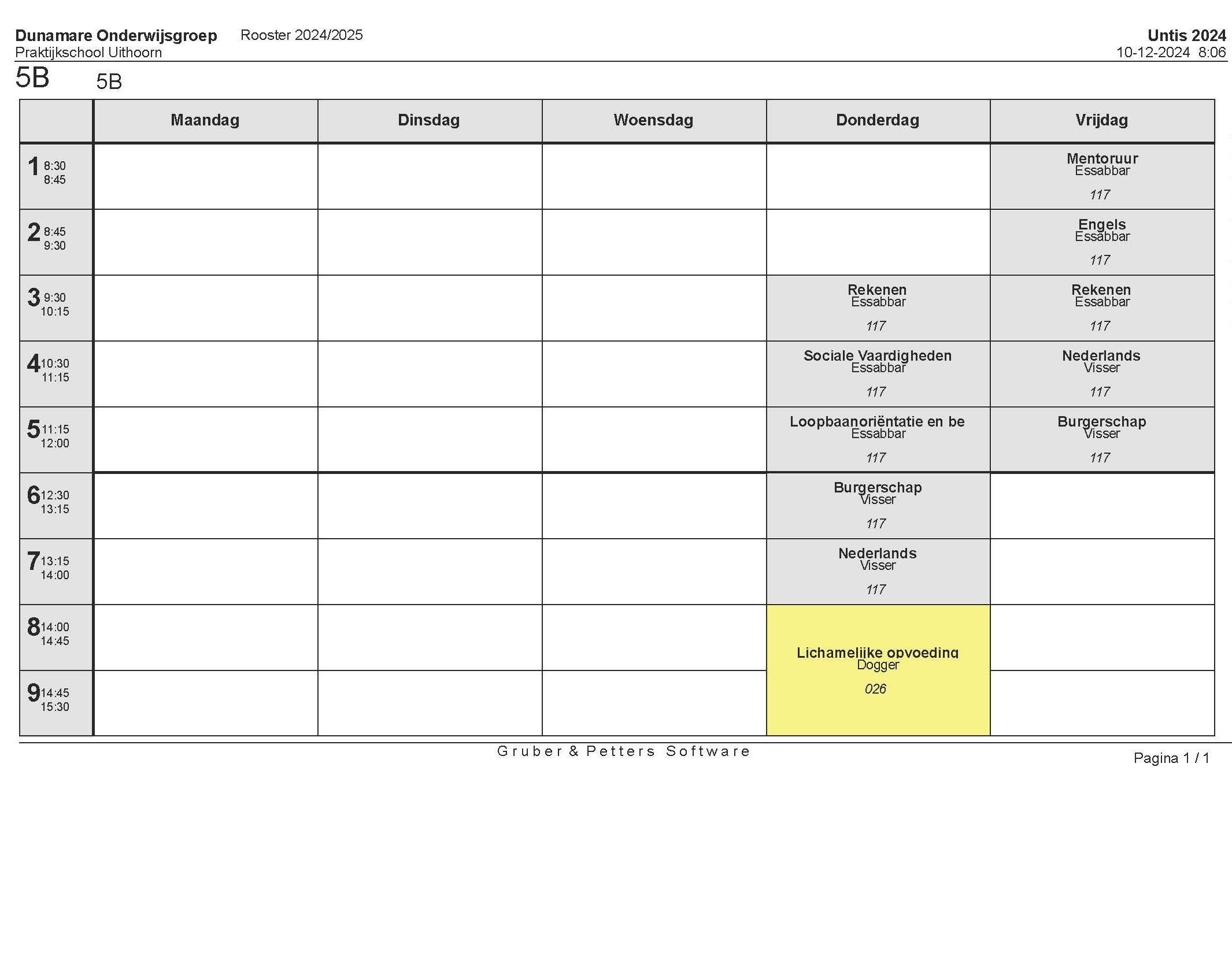 Rooster Klas 5B